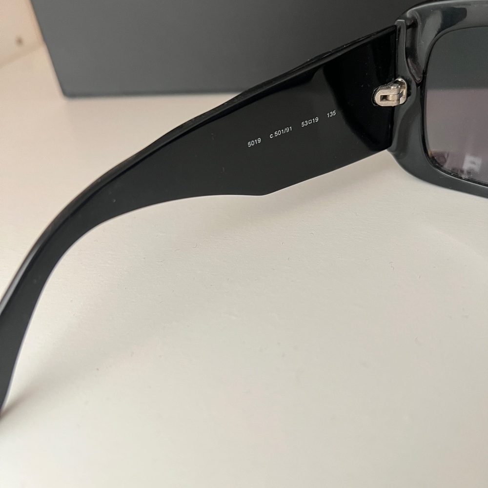 CHANEL Black Quilted Temple Rectangular Sunglasses - image 3